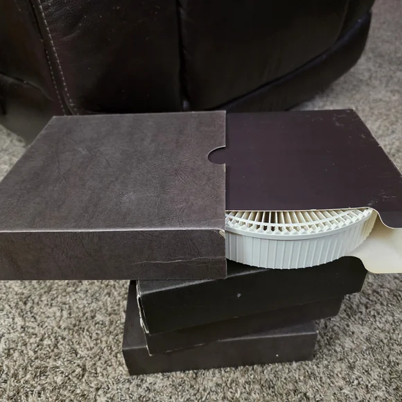 Black and White Rotary Slide Trays Lot Of 6 Old Film Slides Varrious Sizes